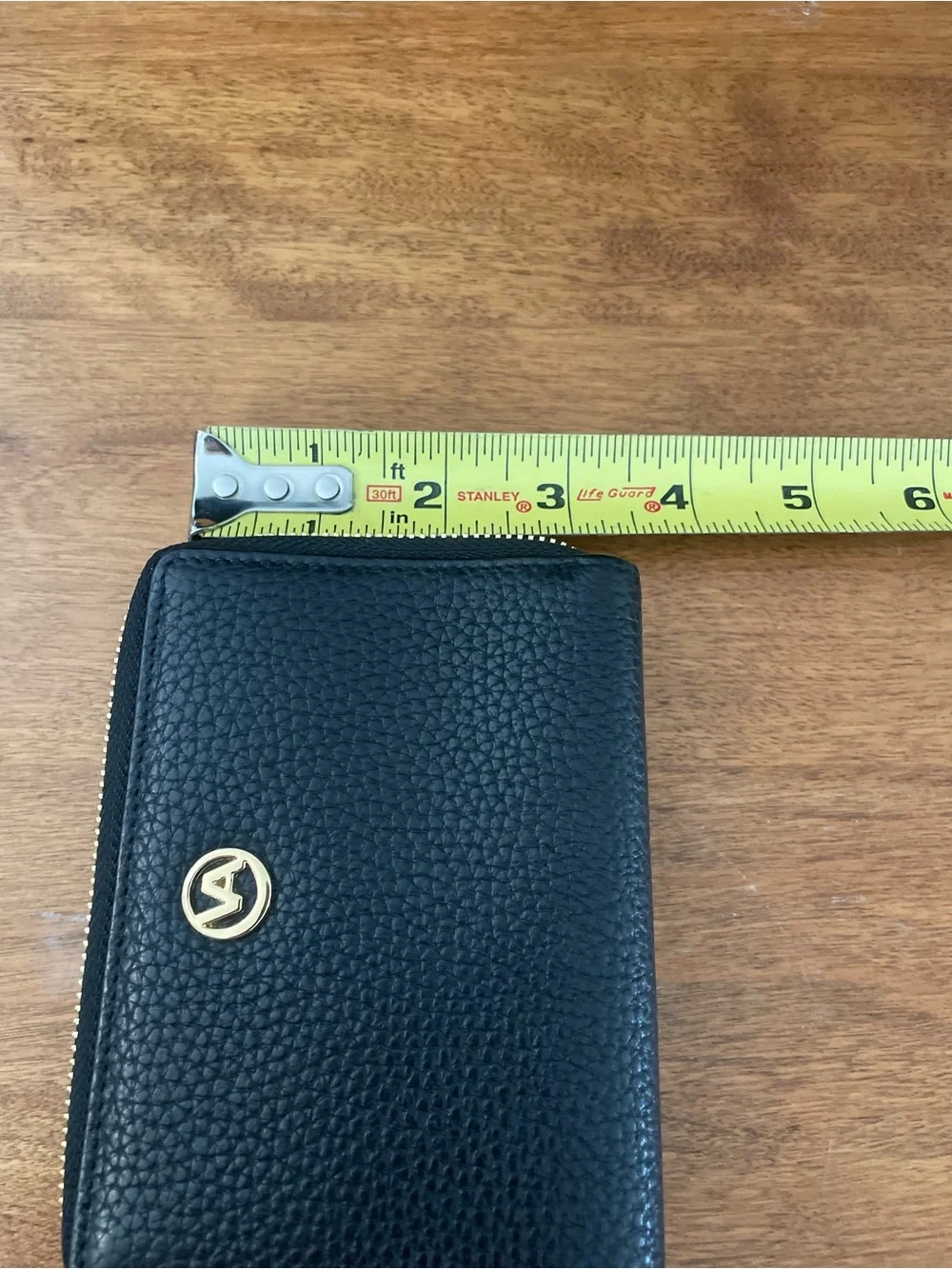 Valentina Black Pebbled Leather Double Zip Wallet